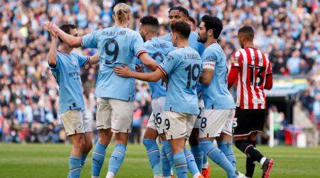 Riyad Mahrez hat-trick sends Man City into FA Cup final3